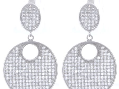 925 Sterling Silver Cubic Zirconia Round Shaped Hanging Womens Earrings Online Hot Sale