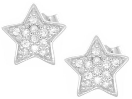 Sterling Silver Star Shape 8mm Cubic Zirconia CZ s Pave Stud Girl Stud Earrings Fashion