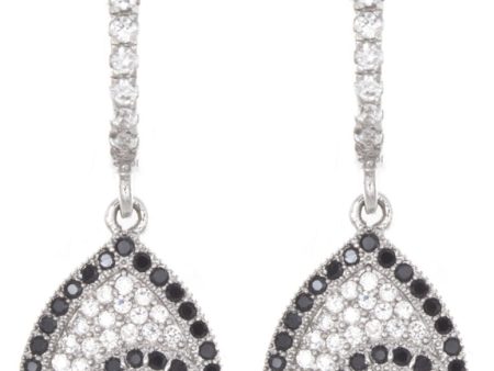 925 Sterling Silver CZ & Black Onyx Teardrop Shaped Hanging Womens Earrings Cheap