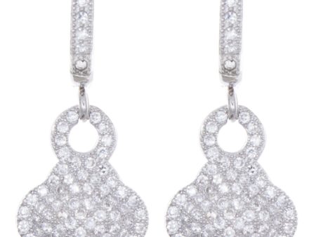 925 Sterling Silver CZ Cubic Zirconia Flower Shaped Hanging Womens Earrings Hot on Sale