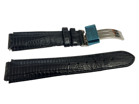 Aqua Master 14mm Black Leather Watch Band Stainless Steel Buckle Online now