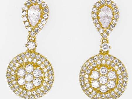 NEW Sterling Silver Gold Plated CZ Stone Fashion Earrings GM-117 on Sale