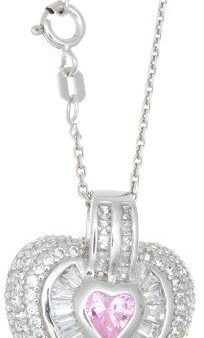 Silver Heart Shape Crystal Fashion Women s Necklace 16 inches Chain Pink Pendant Online Hot Sale