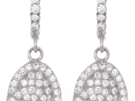 925 Sterling Silver Cubic Zirconia Oval Shaped Hanging Womens Earrings Online Sale