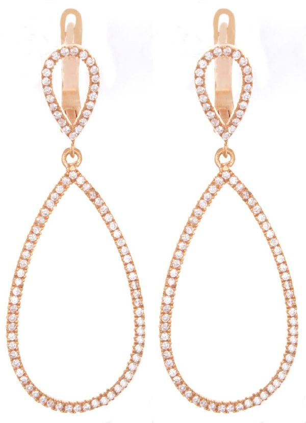 Rose Gold Plated Sterling Silver Cubic Zirconia Teardrop Shape Womens Earrings Online