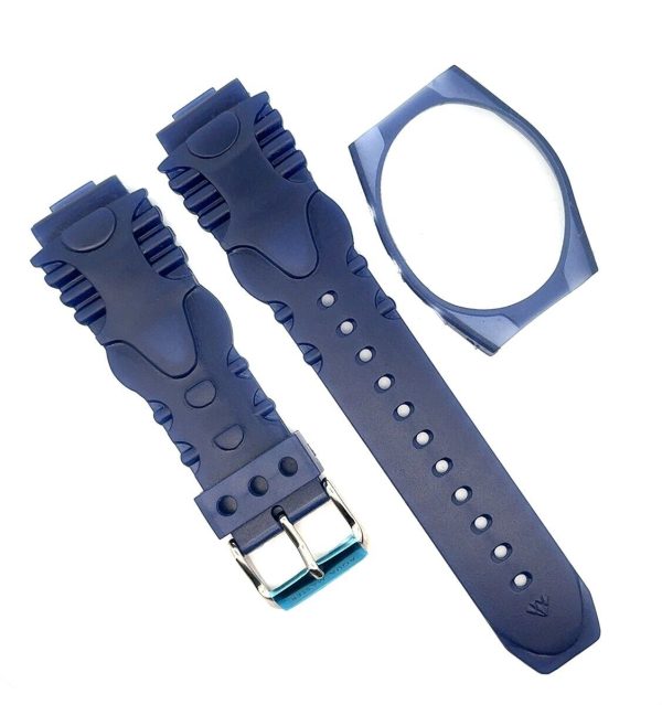 Aqua  Master  Gel Plastic Watch Strap Band 19MM with Cover Navy Blue  - W13 Cheap