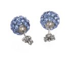 Sterling Silver Blue Sparkling Crystal 10mm x 20mm Round Ball Stud Earrings Online Sale