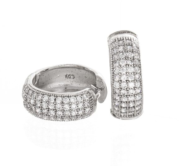 Women s 16mm Sterling Silver Diamond Earrings Online Sale