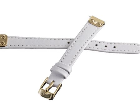 Women s 12mm White Leather Gold Stainless Steel Buckle Watch Band Strap Online