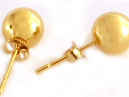 Women s Sterling Silver Gold Finish Ball Stud Earrings 7mm Online now