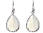 Women s Sterling Silver Milky White Agate Teardrop Diamond Earrings Online Sale