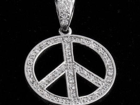 38mm Sterling Silver Cubic Zirconia Peace Pendant Fashion