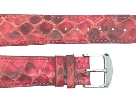 17mm Pink Python Leather Watch Band Fits Aqua Marine Watches For Cheap