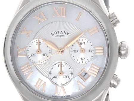 Rotary Womens Project D Pearl & Silver Dial Stainless Steel Bracelet Watch 38mm Discount