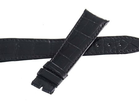 Audemars Piguet 20mm x 16mm Black Alligator Shiny Leather Watch Band Discount