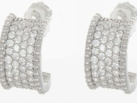 Women s 12mm Sterling Silver Micro Pave Lab Diamond Earrings Online Hot Sale