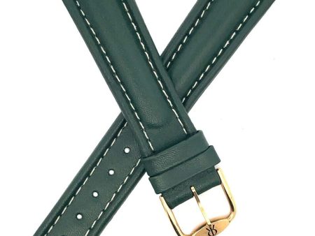 Revue Thommen 19mm Green Leather Gold Buckle Watch Band Strap Supply