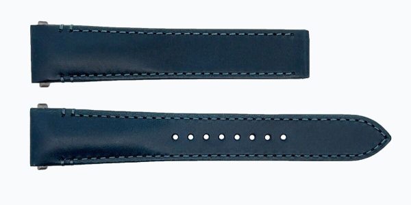 Cartier 18mm x 16mm Navy Blue Genuine Leather Watch Band Strap KDATLABM on Sale