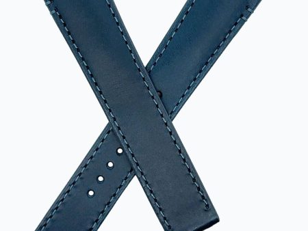 Cartier 18mm x 16mm Navy Blue Genuine Leather Watch Band Strap KDATLABM on Sale