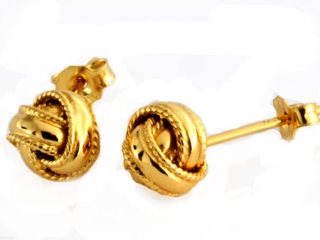 Women s Sterling Silver Gold-tone Round Shape Love Knot Ball Stud Earrings Online Hot Sale