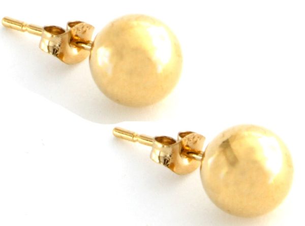 Women s Sterling Silver Gold Finish Ball Stud Earrings 7mm Online now