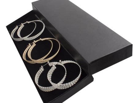 Women s Yellow Gold Silver Plated Hoop Earrings Lot of 3 Pairs Sale