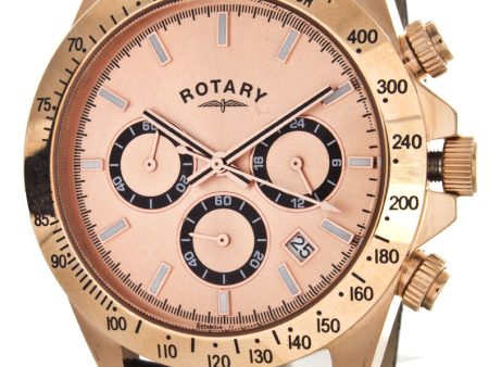 Rotary Men s Watch Rose Gold-Tone Chronograph Leather Band Watch GS00143 25 Online Sale