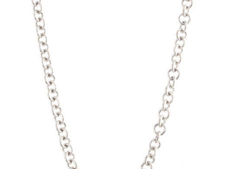 Womens Sterling Silver Round Chain Link  17.5  Hollow Heart Chain Necklace Fashion