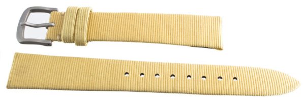 Authentic Locman 16mm Beige Ribbed Leather Watch Band Strap with Buckle Fashion