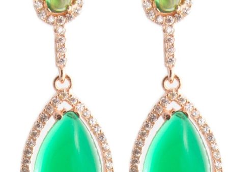 18 K Rose Gold Plated Lab Made Diamonds Emerald Women s Silver Hanging earrings For Discount