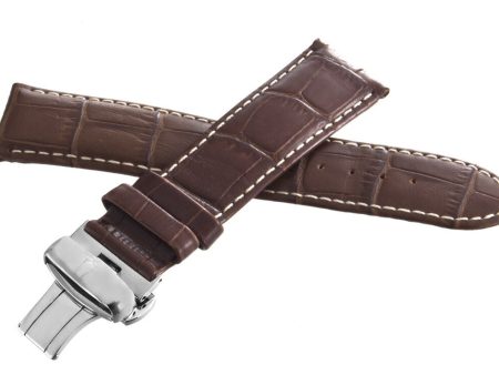 Bulova 22mm x 20mm Brown Alligator Leather Silver Buckle Watch Band on Sale