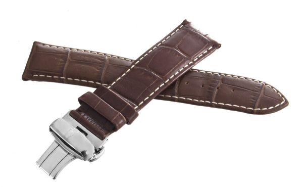 Bulova 22mm x 20mm Brown Alligator Leather Silver Buckle Watch Band on Sale