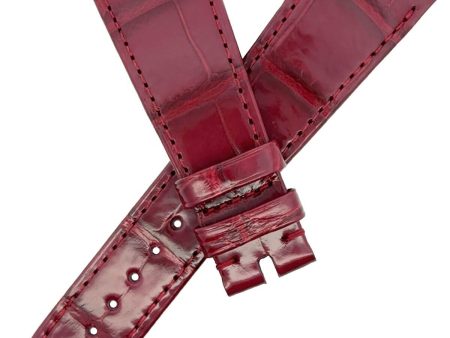 Bvlgari  22mm x 16mm Burgundy Alligator Leather Watch Band Discount